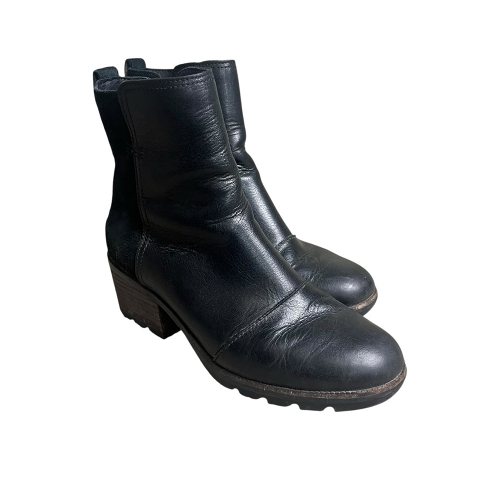 Sorel Cate Women’s black leather Waterproof winter ankle‎ boots SZ 8